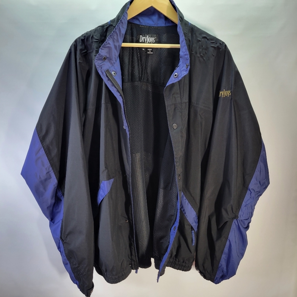 DryJoys by FootJoy Mens Windbreaker Black/Blue Size XL Vented Golf